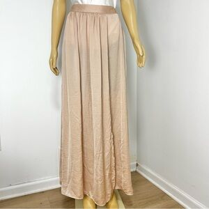 Victoria's Secret Champagne Satin Maxi Skirt High Waisted Side Slit Size 6